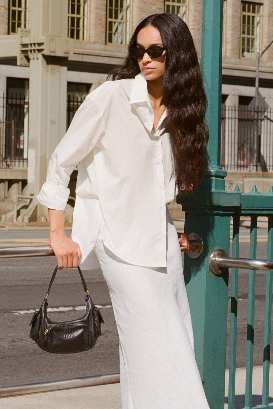 Oversized Collared Roll Sleeve Button Front Longline Shirt