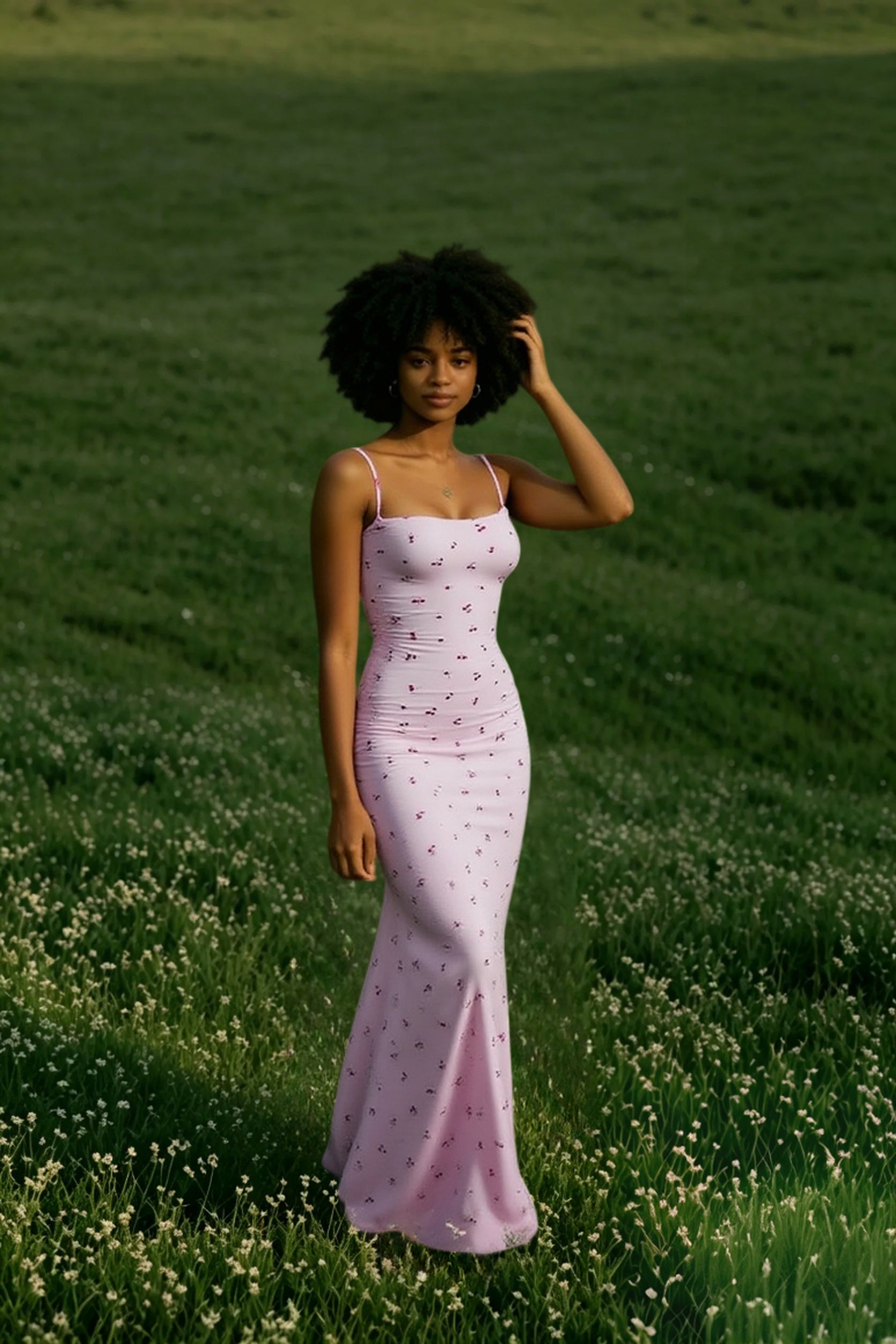 Ribbed Bodycon Floral Maxi Dress