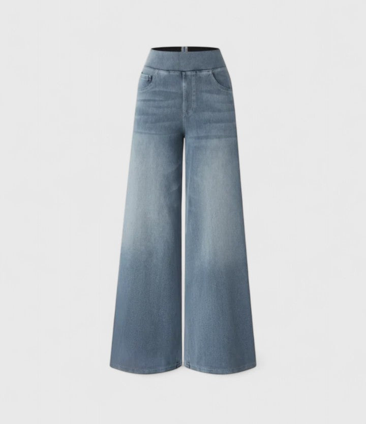 High Waist Wide Leg Washed Jeans