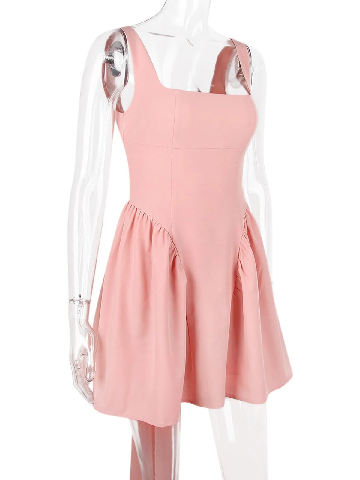 Square Neck Backless Bow Back Fit and Flare Mini Dress 10