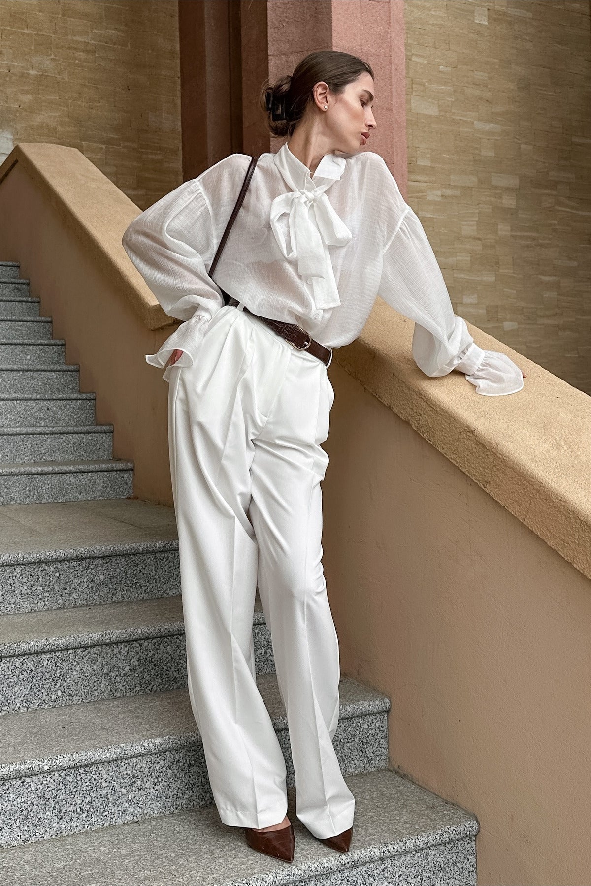 Bow Tie Sheer Blouse