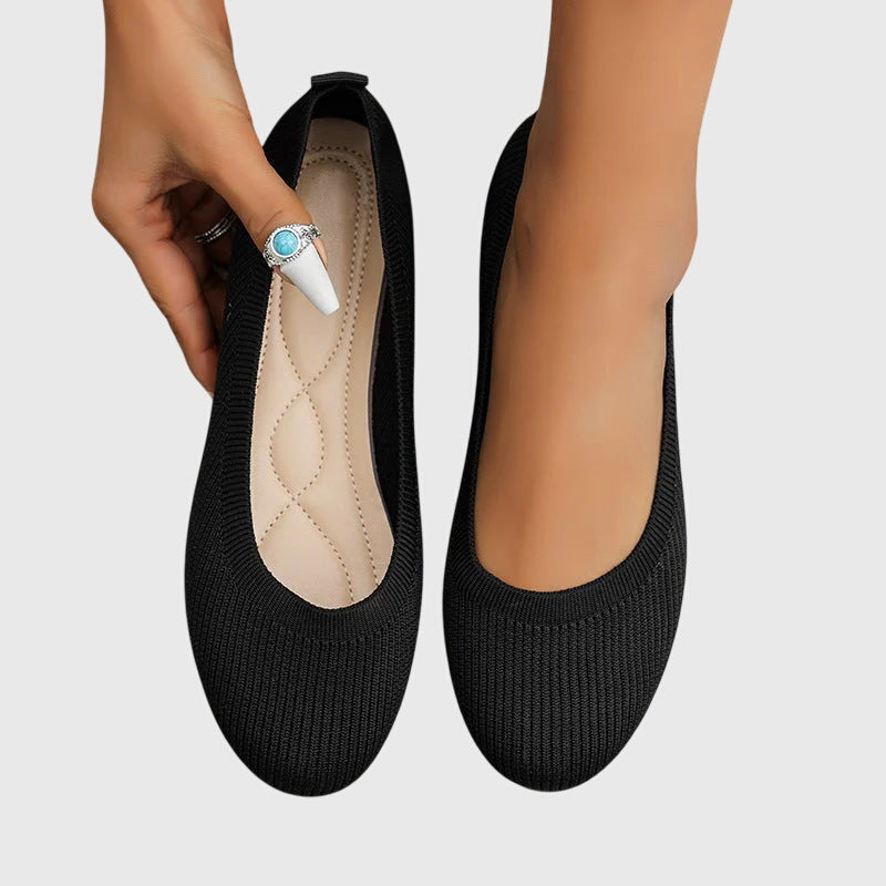 Round Toe Slip On Knit Ballet Flats