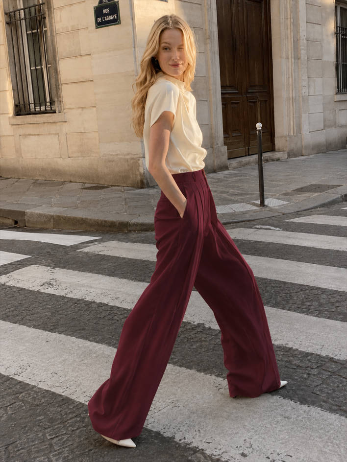Pleated High Waist Wide Leg Pants