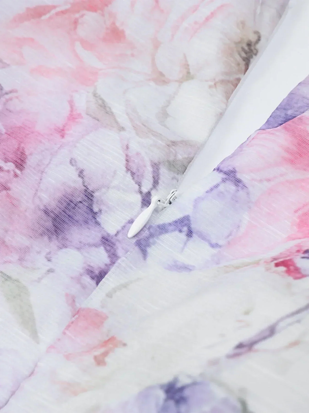 Floral Print Organza Deep V-Neck Puff Sleeve Ruffle Mini Dress 9