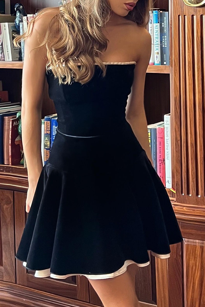Velvet Bustier A-line Cocktail Dress - View 5