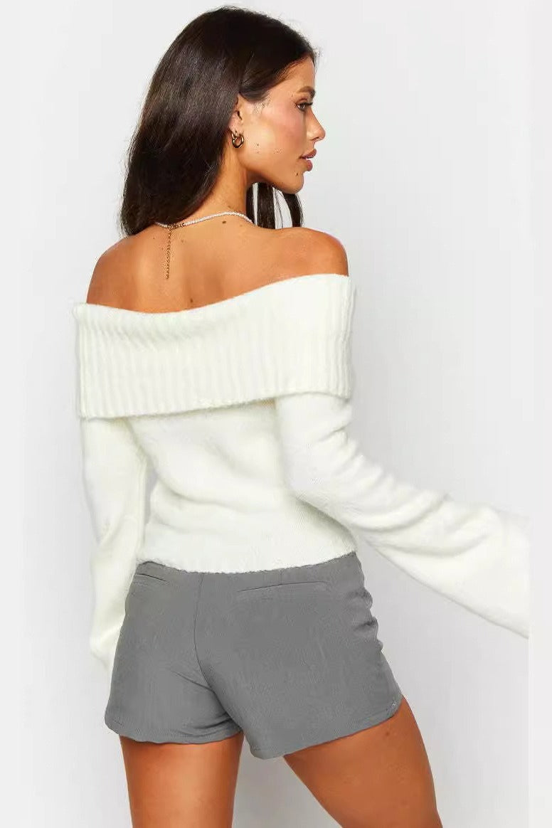 Ribbed Off Shoulder Knit Sweater