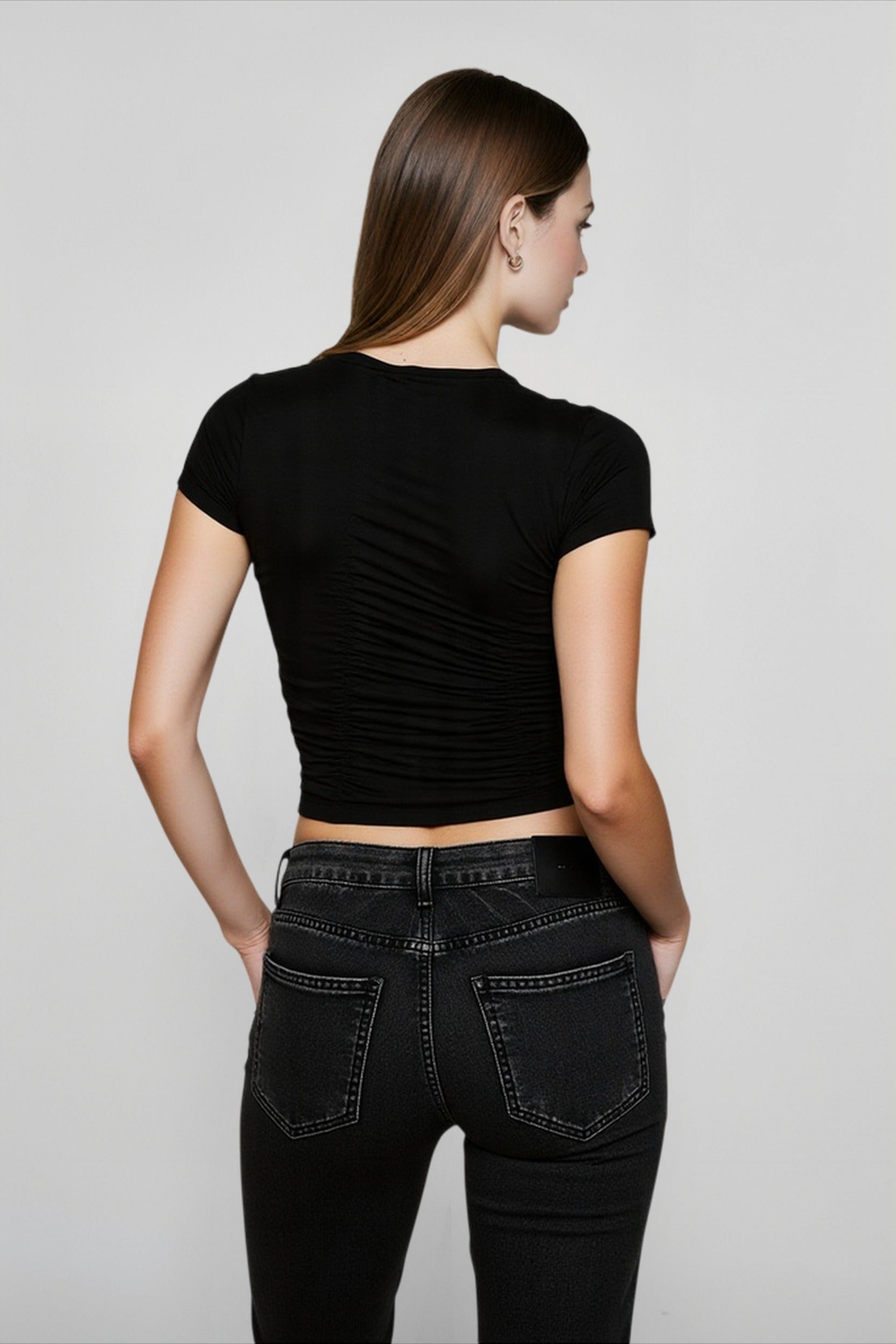 Shirred Crop Fitted Top