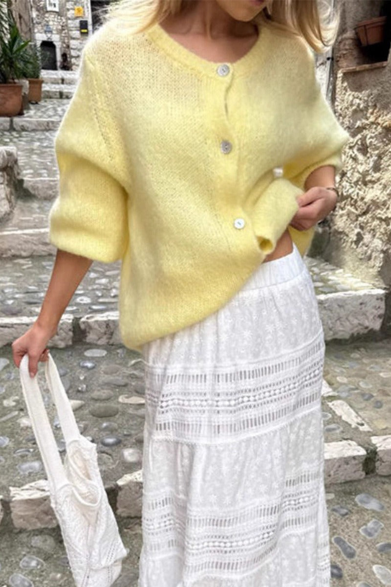 Pastel Mohair Blend Solid Cardigan