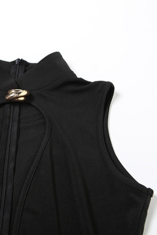 High Neck Sleeveless Cut Out Bodycon Mini Dress