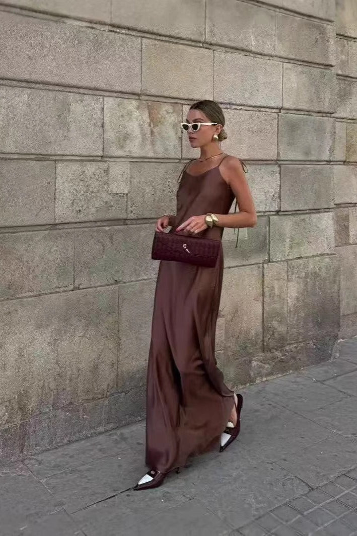 Satin Cami Backless Silk Dress 2