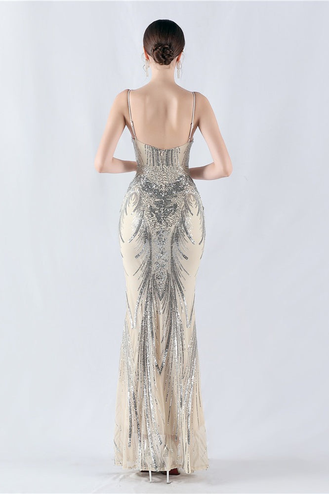 Sequin Spaghetti Strap Sweetheart Mermaid Formal Gown