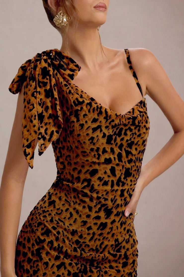Leopard Edition Print Slip Maxi Birthday Dress