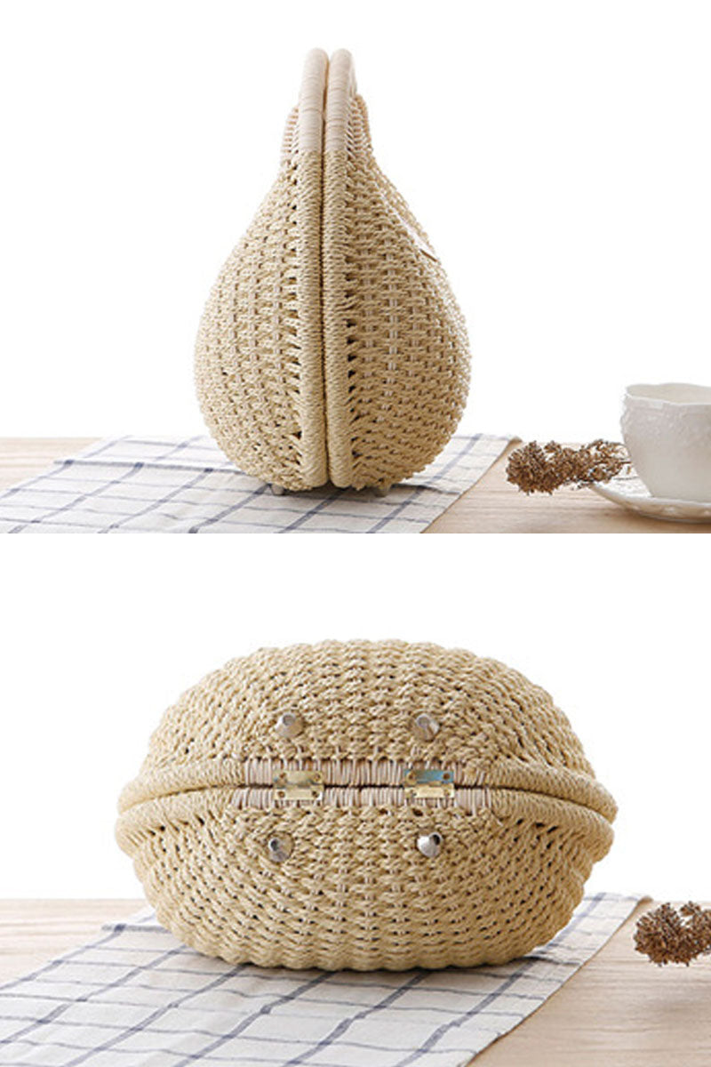 Cute Shell Shape Woven Straw Beach Handbag
