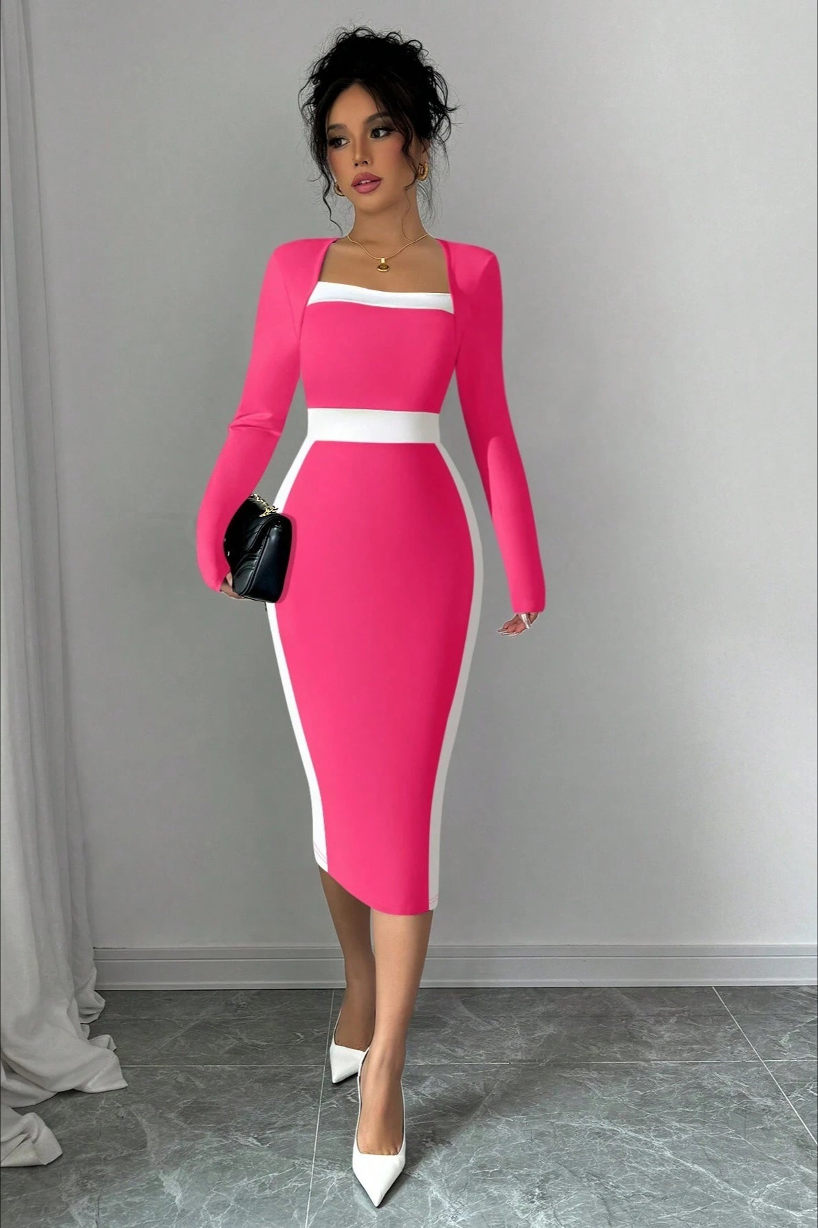 Color Block Panel Bodycon Cocktail Mini Dress - View 10