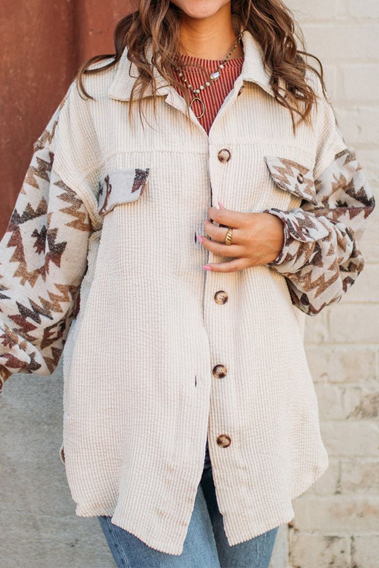 Forest Aztec Corduroy Shacket