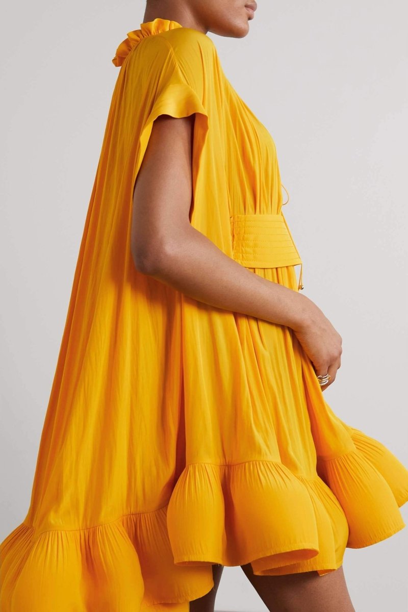 Ruffle Cape Sleeve Mini Dress