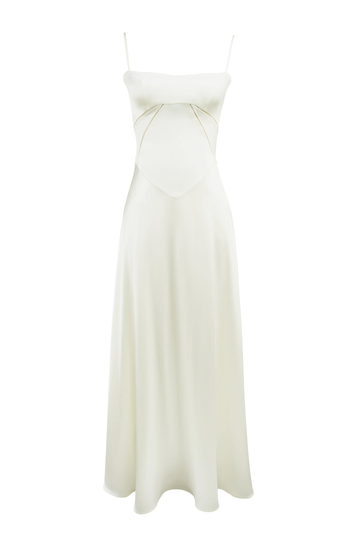 Satin Square Neck Cut Out Panel Spaghetti Strap Maxi Dress 10