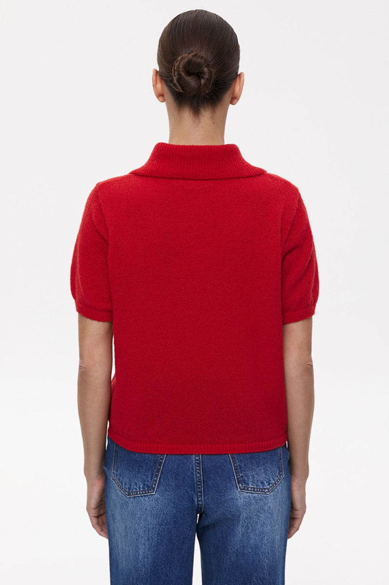 Hollow Out Polo Knit Sweater