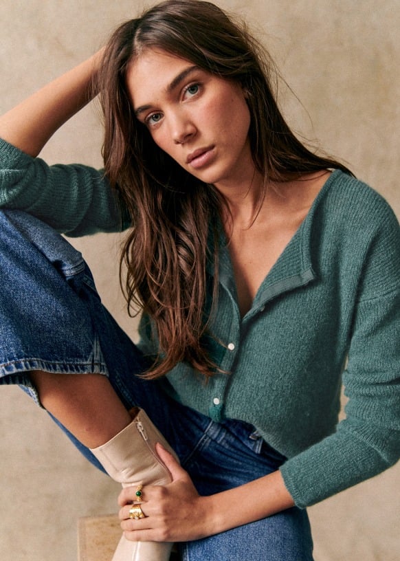 V-Neck Long Sleeve Button Front Knit Cardigan