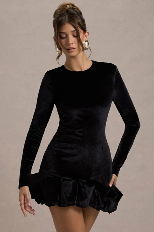 Velvet Ruched Hem Mini Dress 4