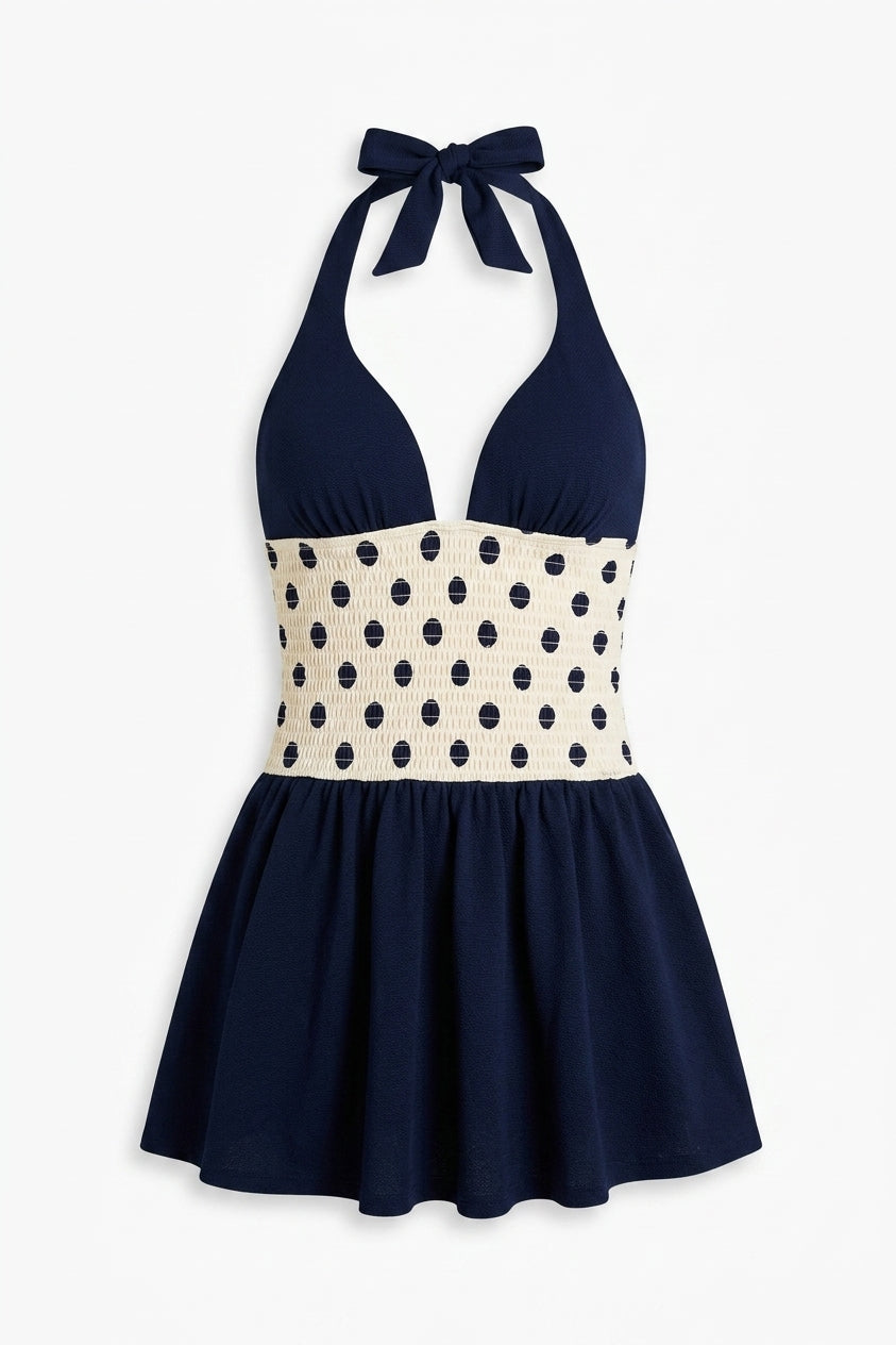 Halter-Neck Ruched Mini Dress