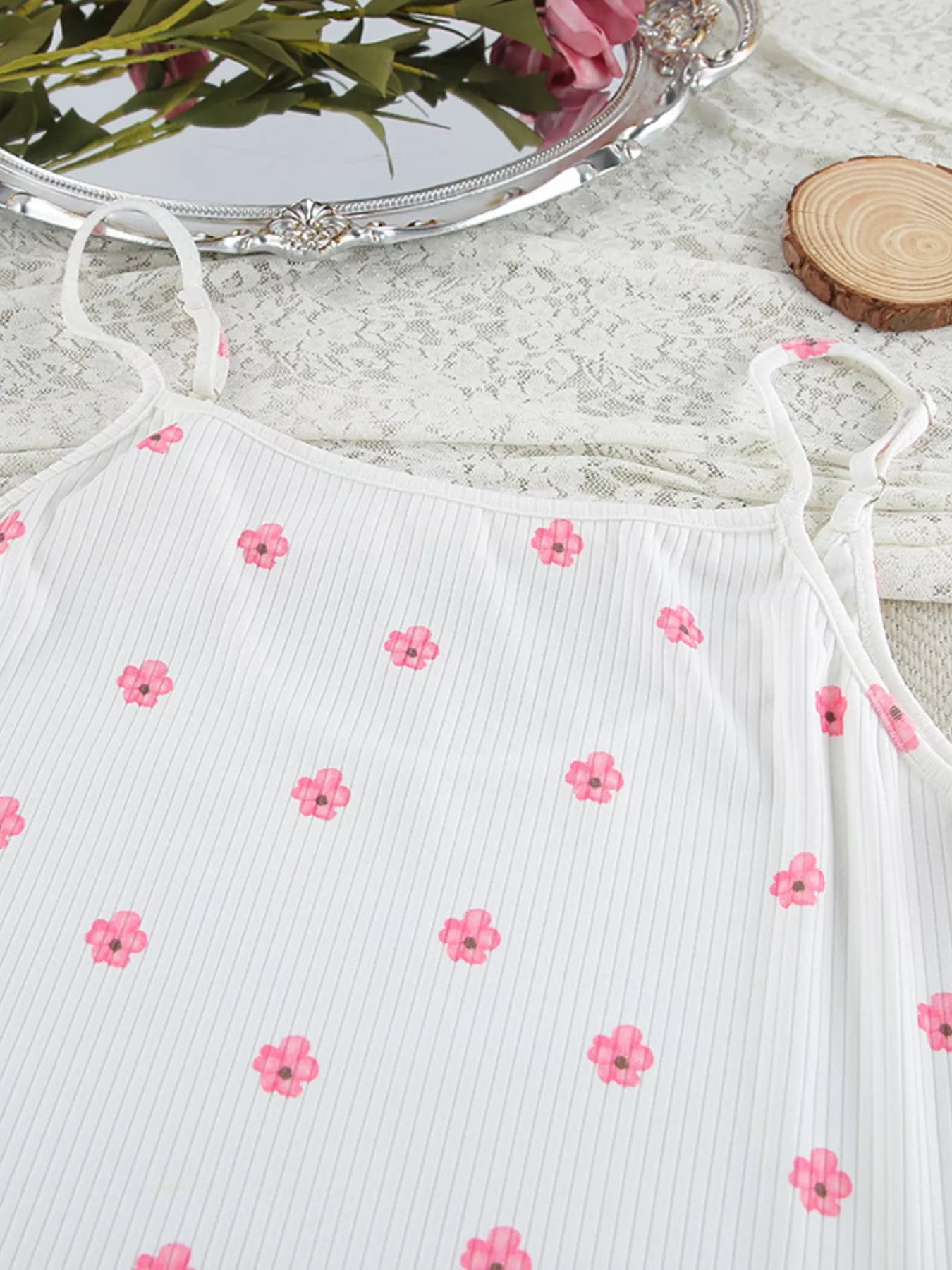 Floral Print Cami Dress and Cardigan Lounge Set