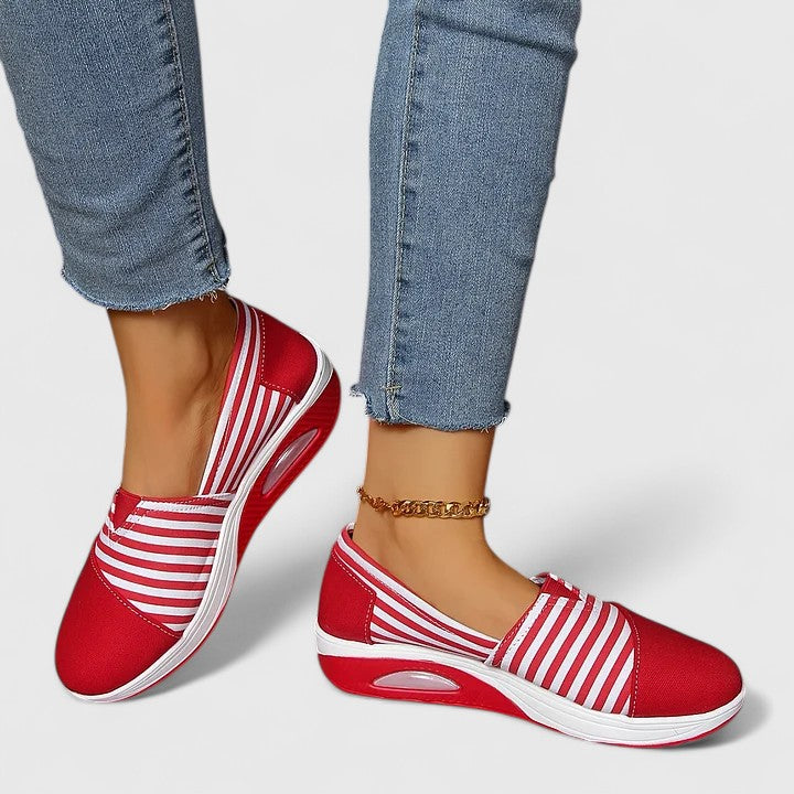 Striped Slip On Platform Wedge Sneakers