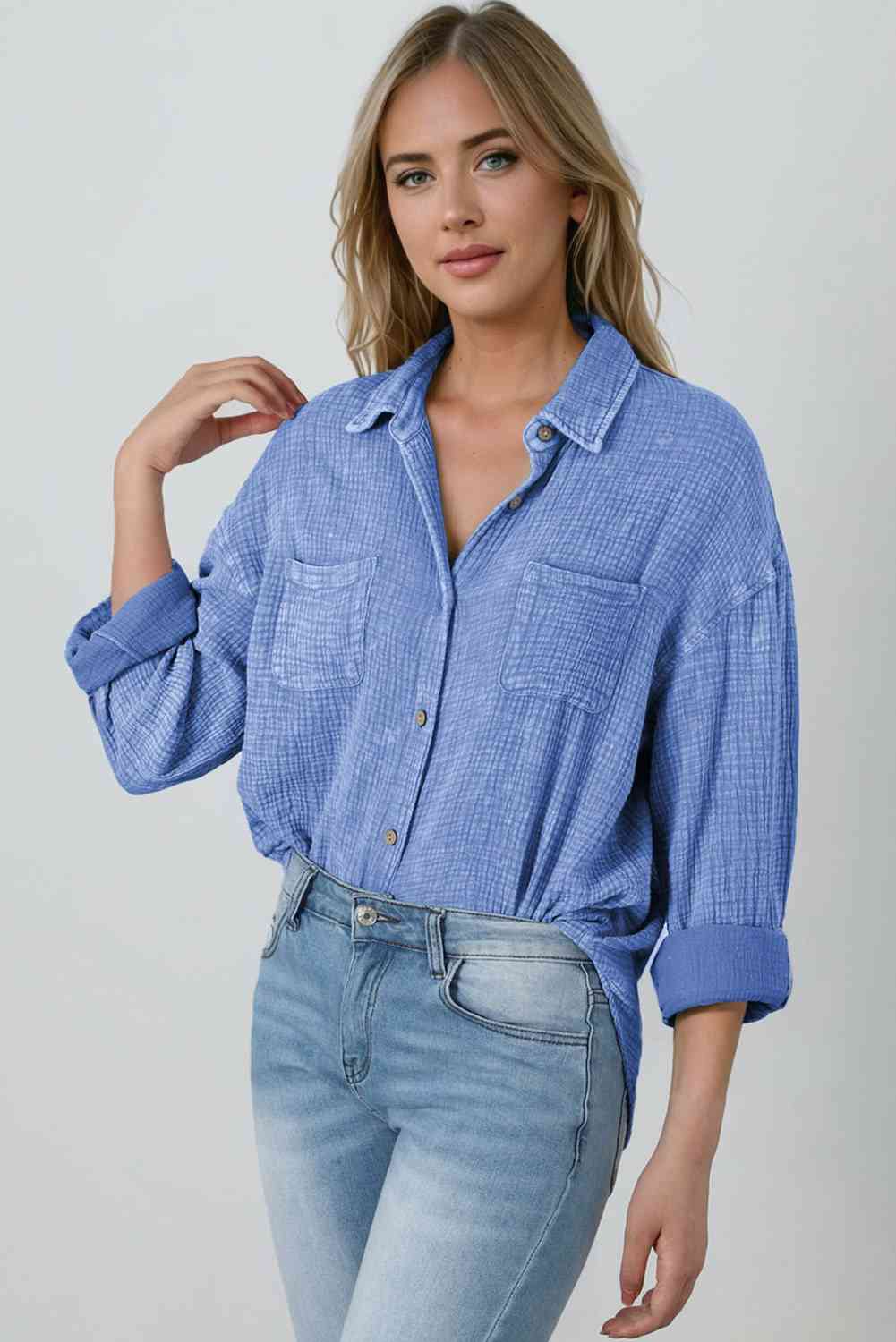 Blouse Textured With Buttons