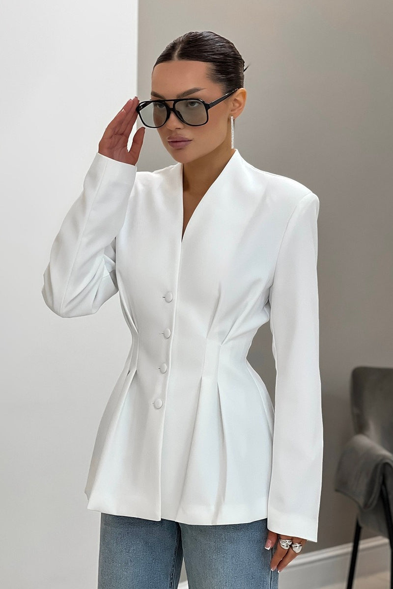 V Neck Waist Detail Blazer