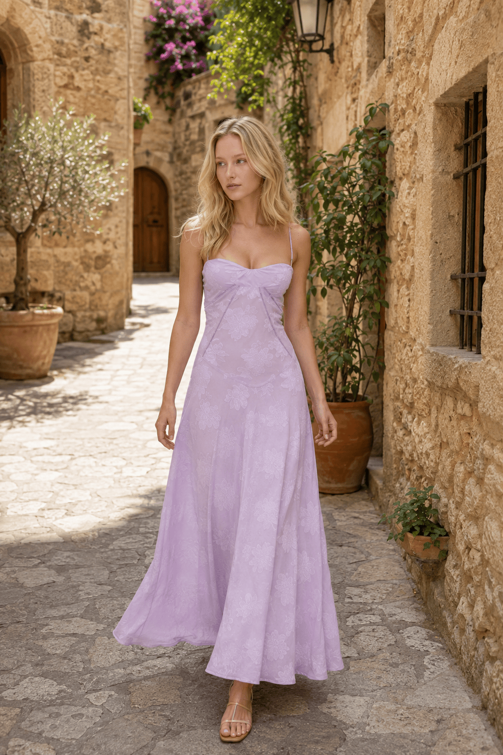 Serena Retro Purple Charming Printed Maxi Dress