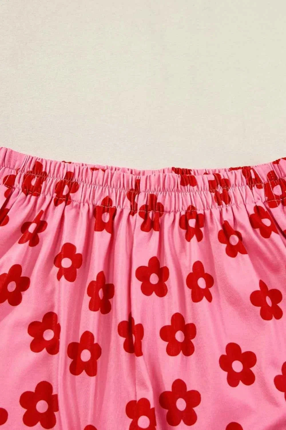Floral Print Cropped Tee and Elastic Waist Shorts Two Piece Set 9