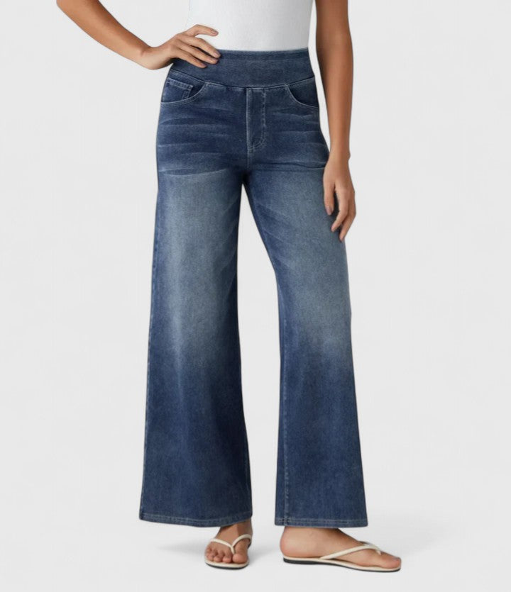 High Waist Wide Leg Washed Jeans