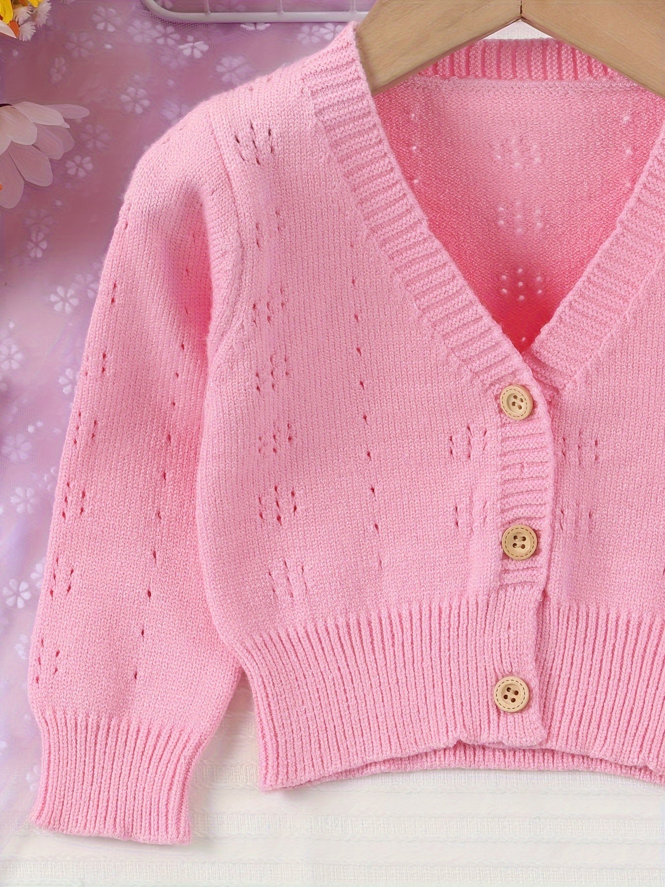 Girls cardigan sweater hollow casual sweater knitted jacket