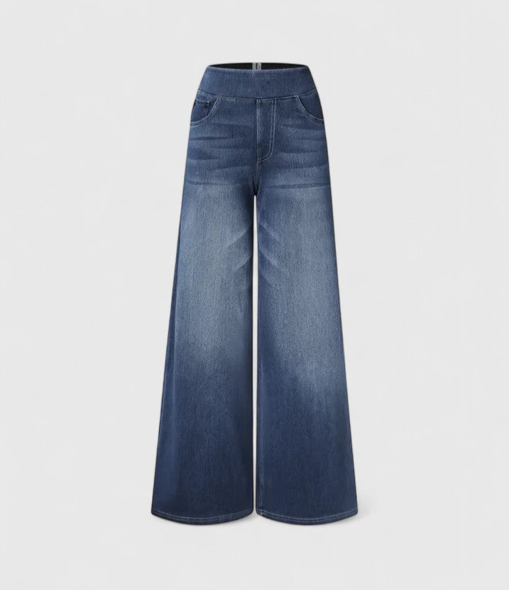 High Waist Wide Leg Washed Jeans