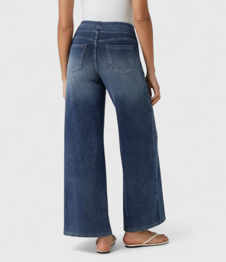 High Waist Wide Leg Washed Jeans