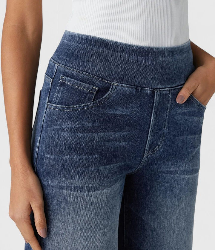 High Waist Wide Leg Washed Jeans