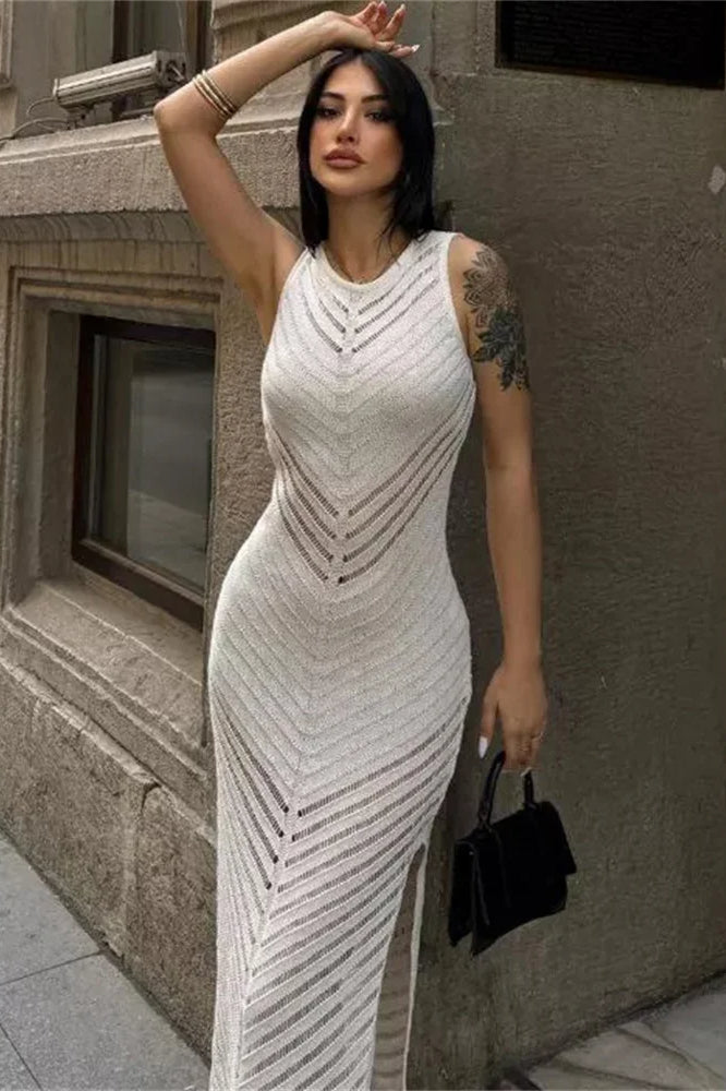 Tossy Knit Hollow Out Maxi Dress