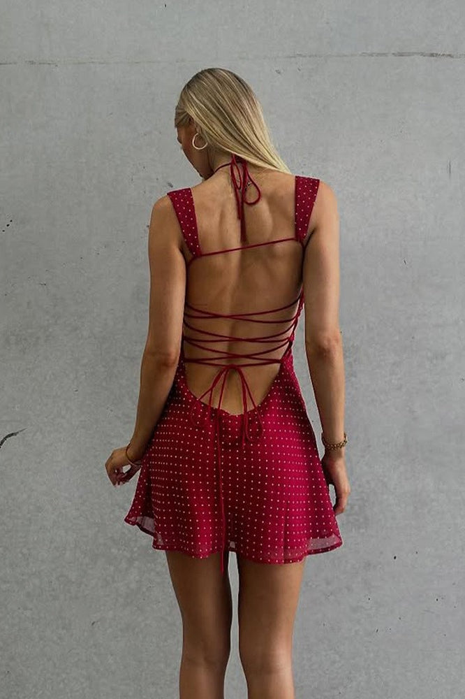 Chiffon Cami Backless Bodycon Mini Dress - View 3