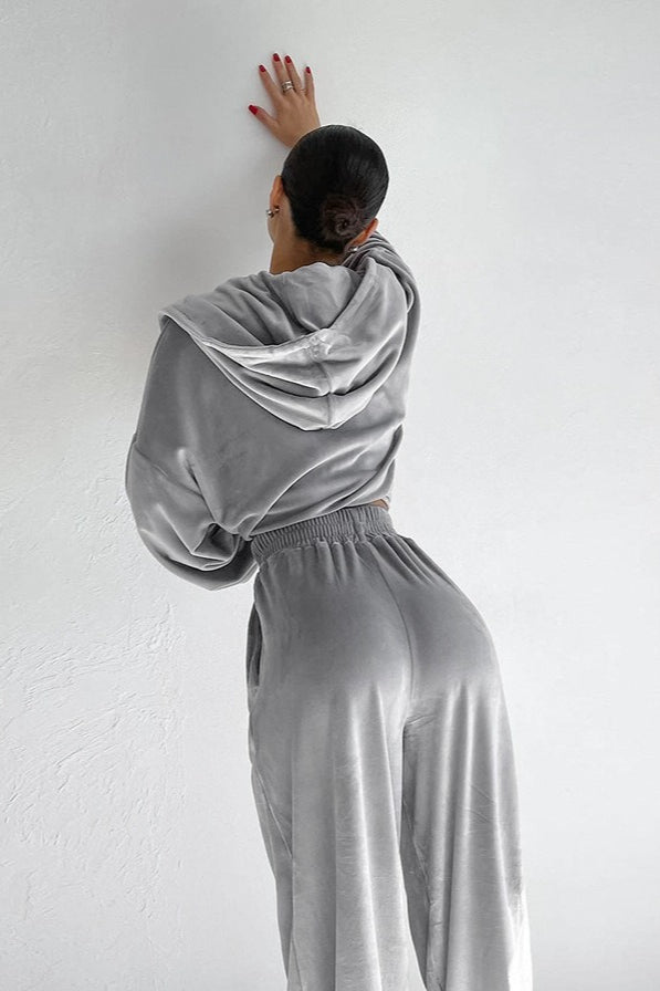 Long Sleeve Velour Track Set Activewear Set
