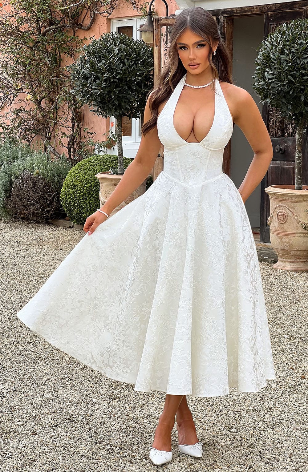 Esmeralda | Halter Sleeveless Midi Dress (Buy 1, Get 1 Free) Black White