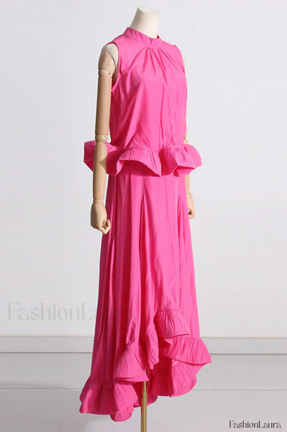 Elaine Pink Sleeveless Charming Ruffle Mermaid Set