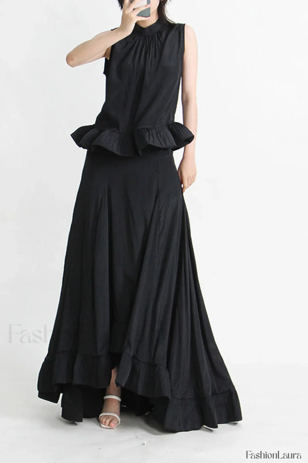 Elaine Pink Sleeveless Charming Ruffle Mermaid Set