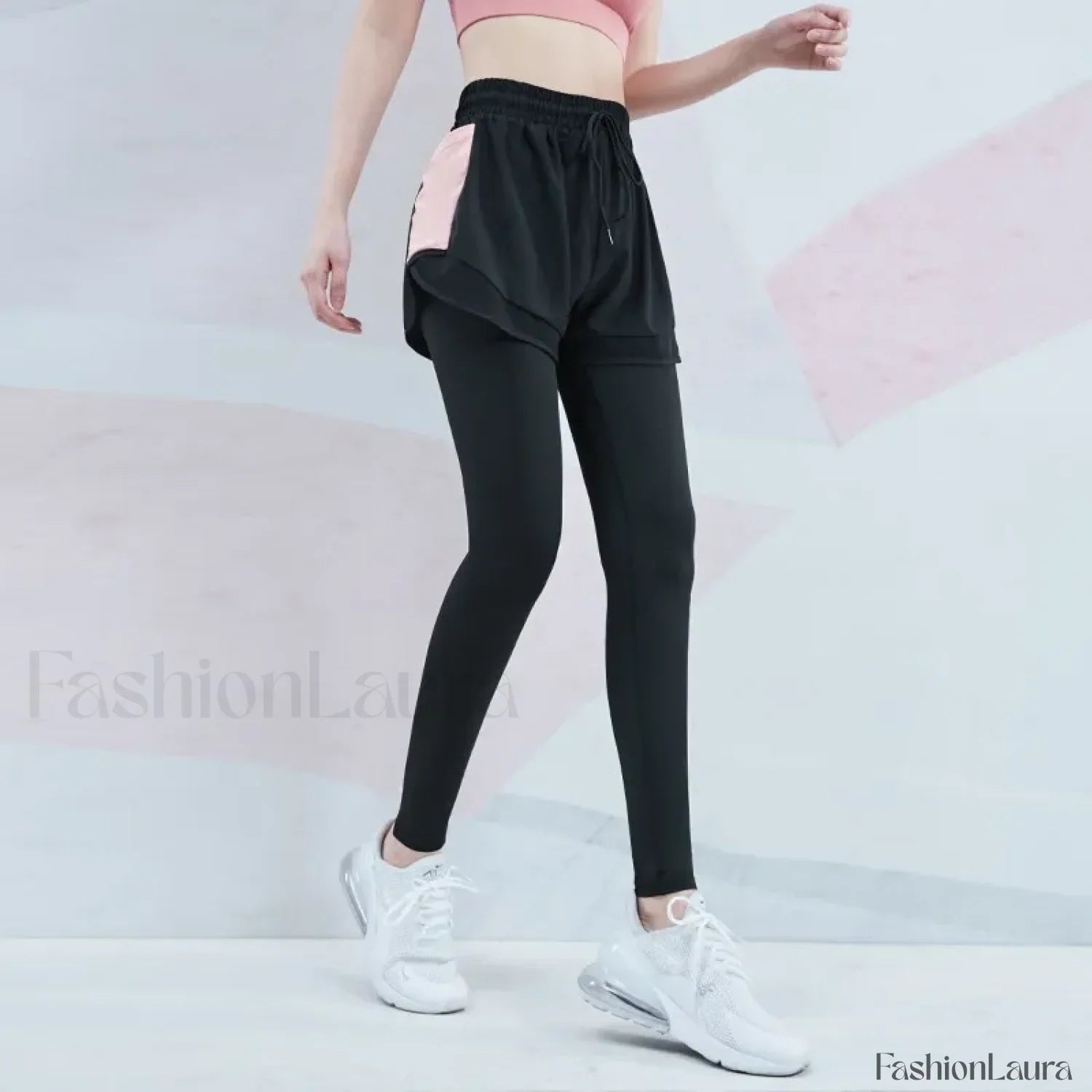 Elastic Waist Mesh 2 in 1 Gym Leggings Sweatpants