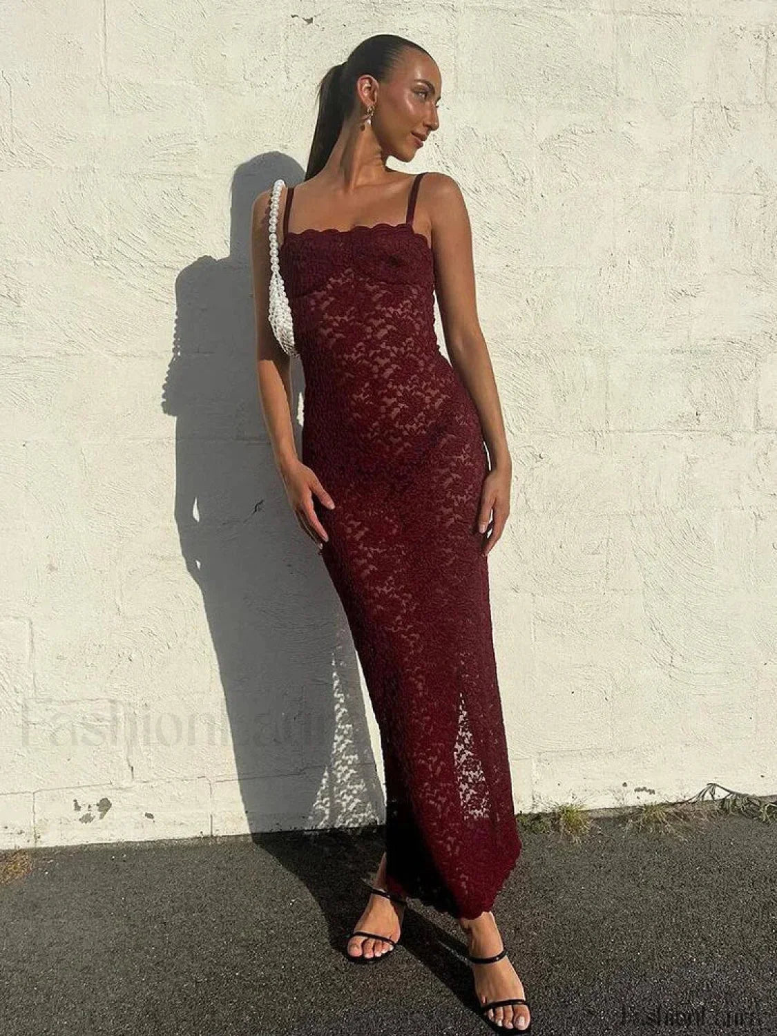 Elegant Lace Summer Maxi for Women 2024 Sexy Spaghetti Straps Sleeveless See Through Party Evening Outfits Dress