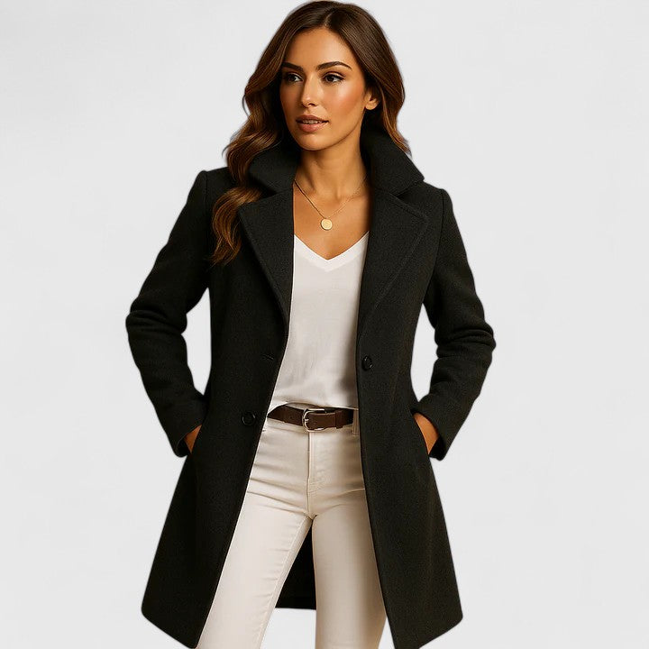 Notch Lapel Single Breasted Longline Coat