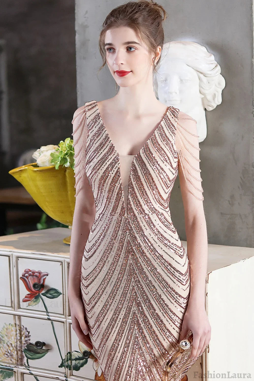 Elegant Sequin Mermaid Party Dress