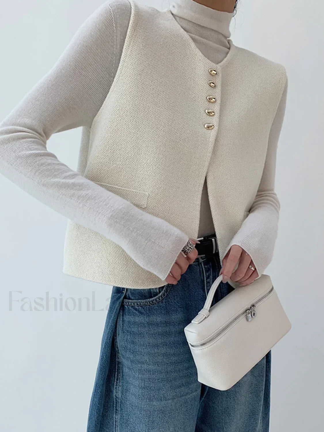 Elegant Split Sweater Vest Off White / XS Sweater Vests