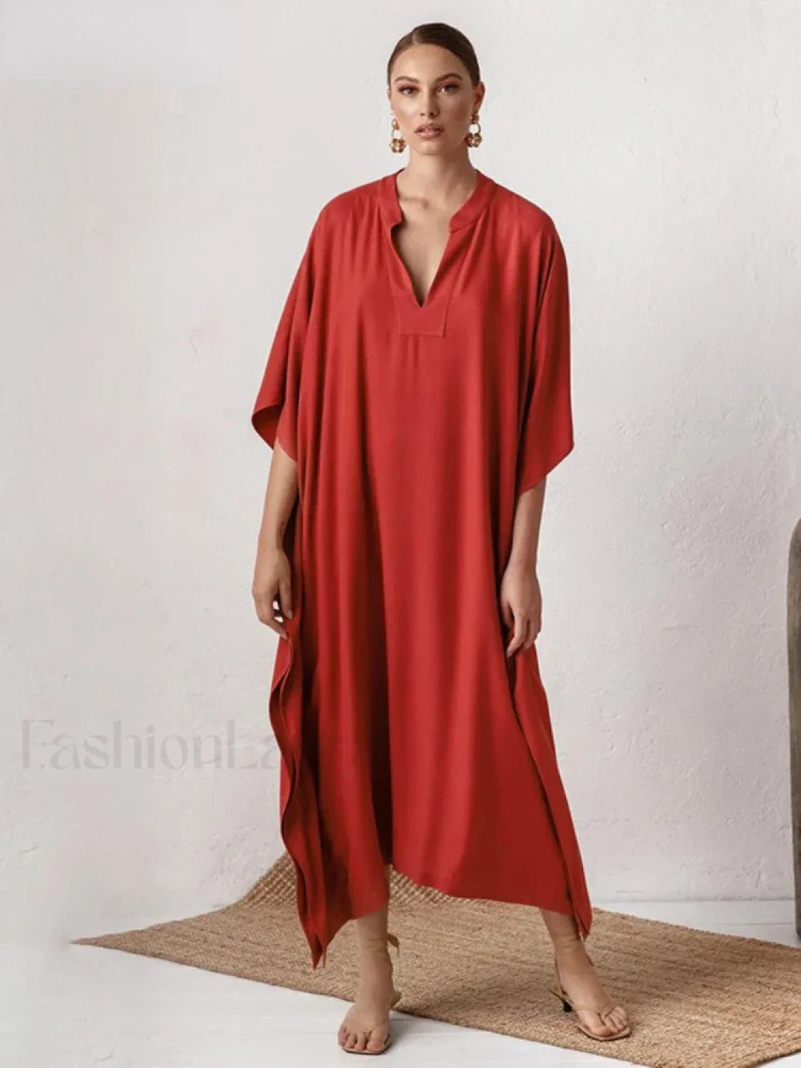 Elegant V-Neck Tunic Beach Cover Up