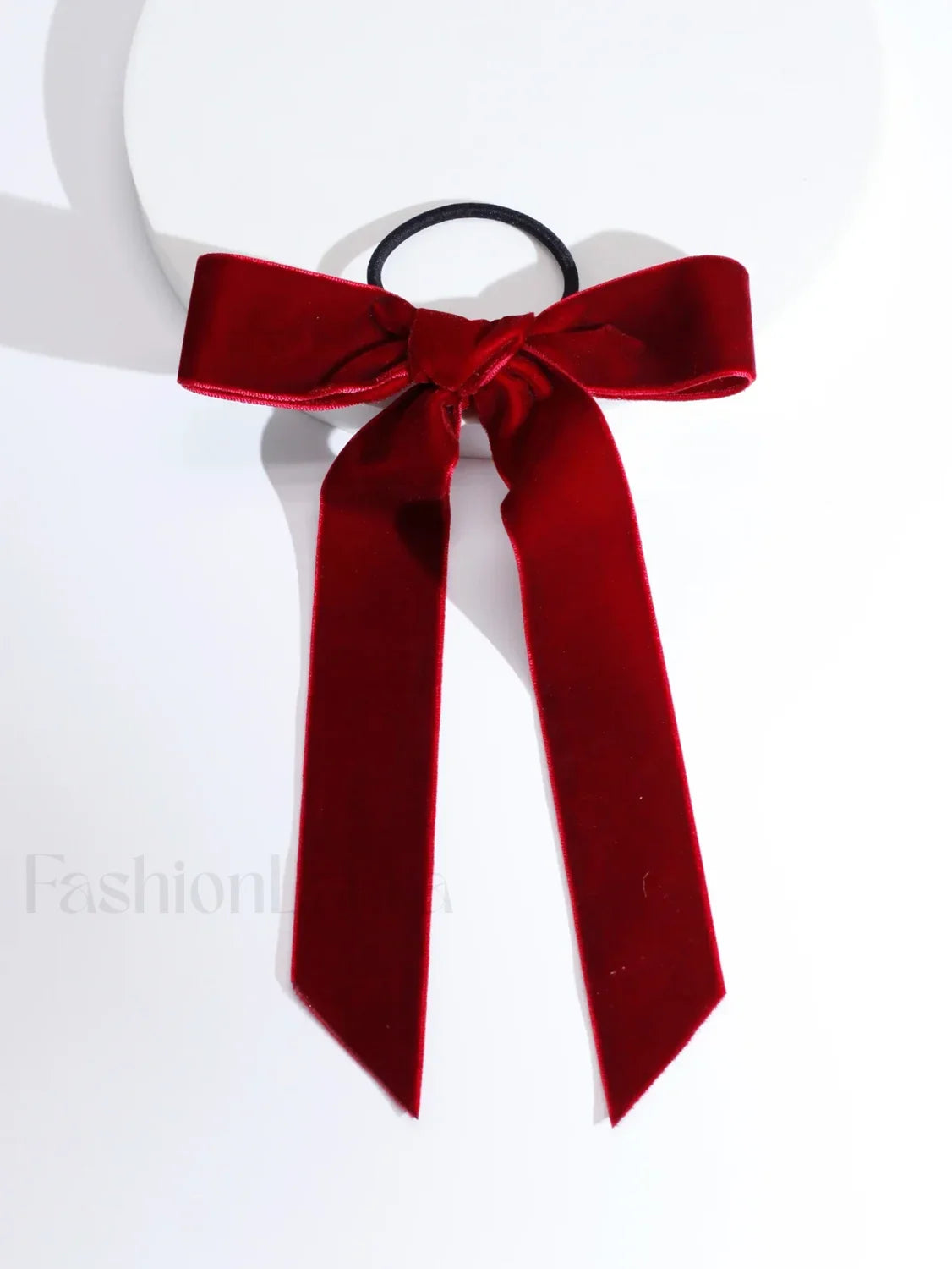 Elegant Velvet Bow Knot Soft Ribbon Elastic Christmas Hair Accessory Wine Red
