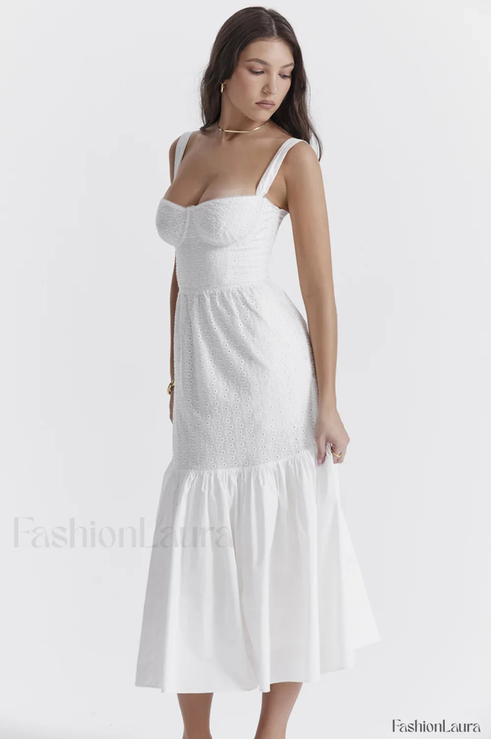 Elia White Broderie Charming Anglaise Midi Dress